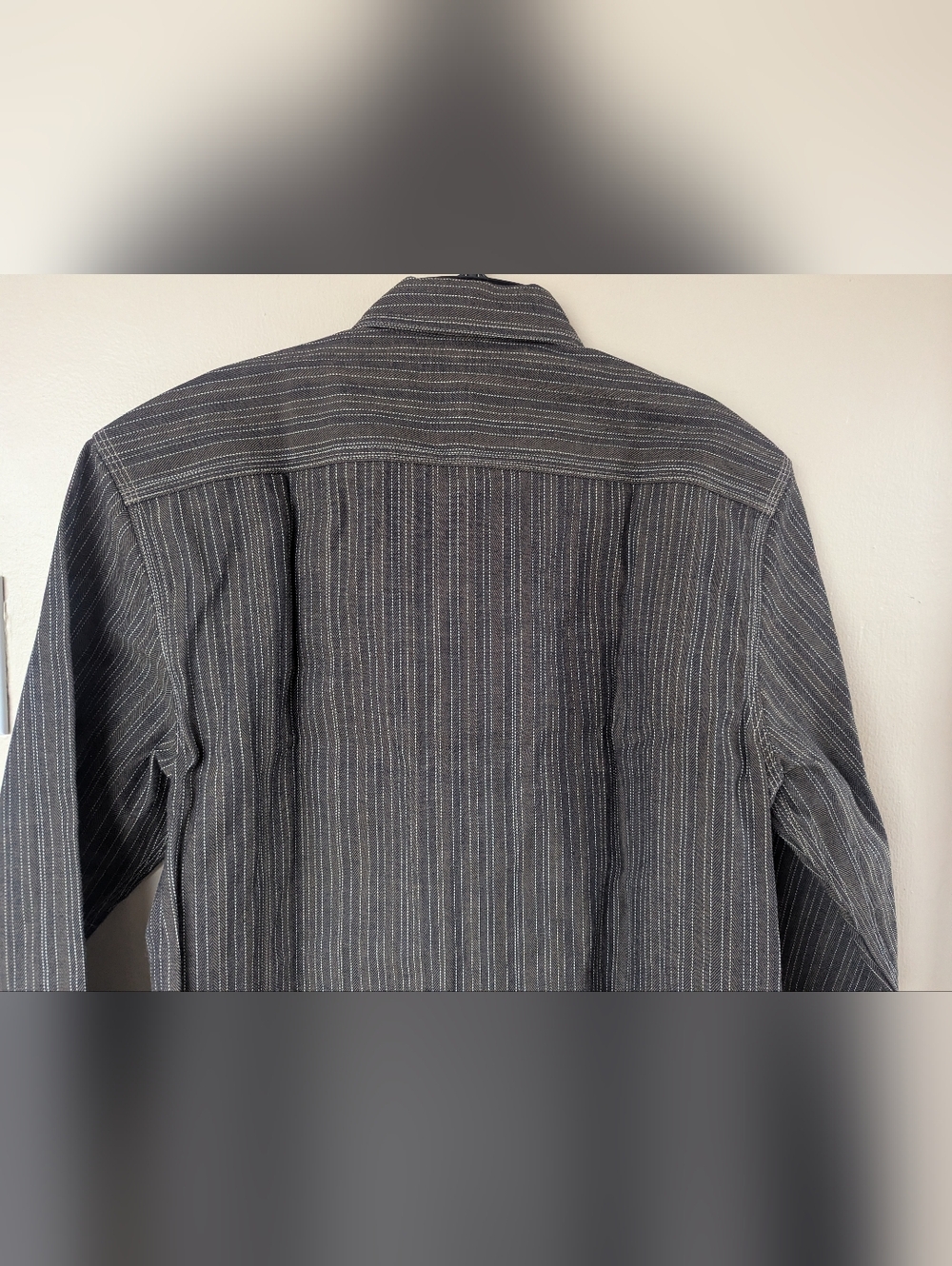 Gustin #8 Japan Wabisabi Workshirt, Brown/Gray & White Striped (SIZE LARGE SLIM) - Picture 10 of 15